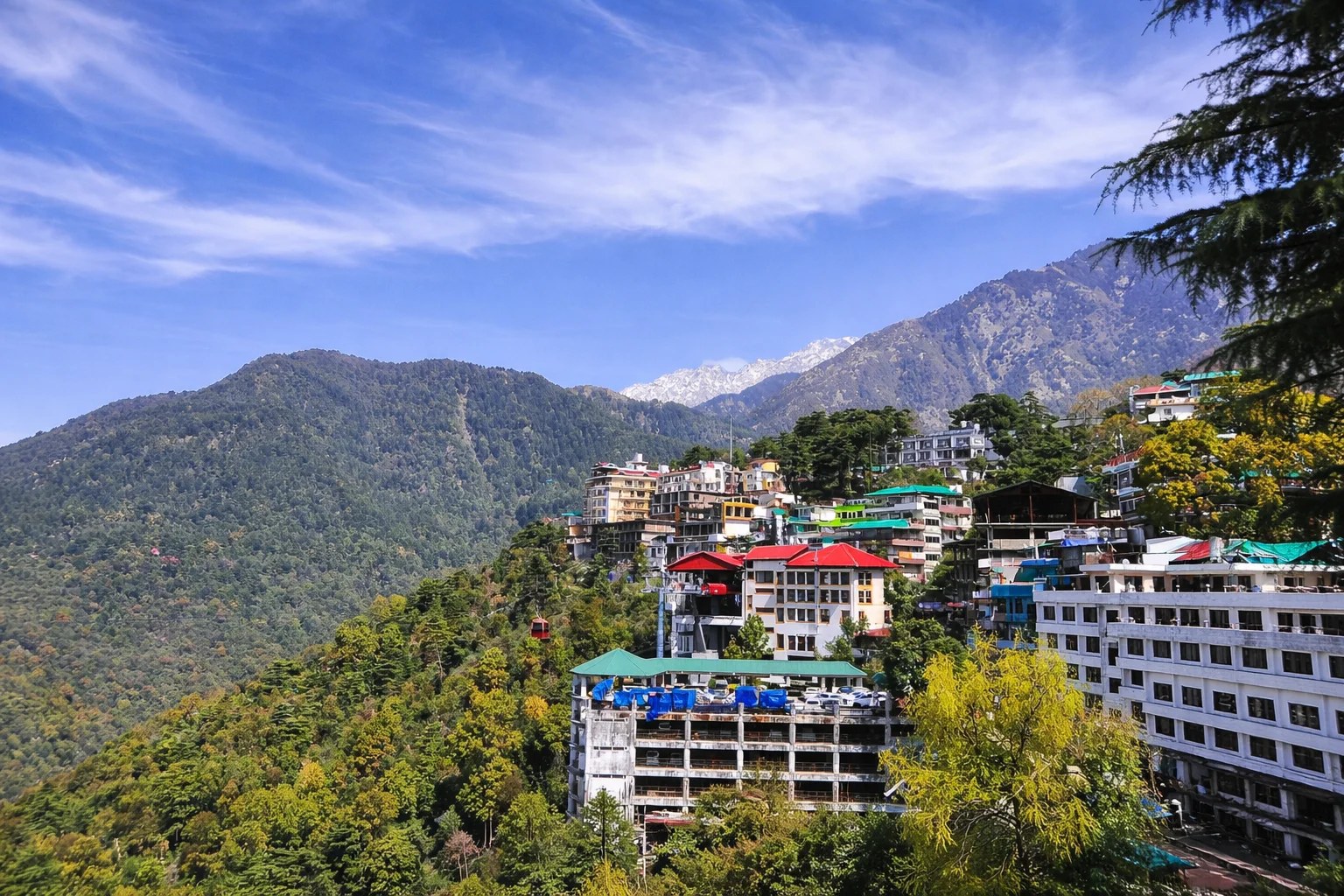 Mountain town scenery on the Dharamshala and Dalhousie route